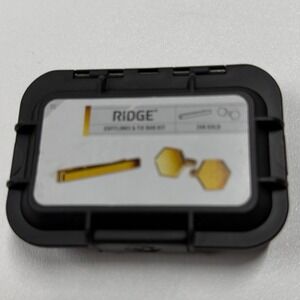 Ridge Cufflinks and Tie Bar Kit 24K Gold Hexagon Geometric Formal Set New